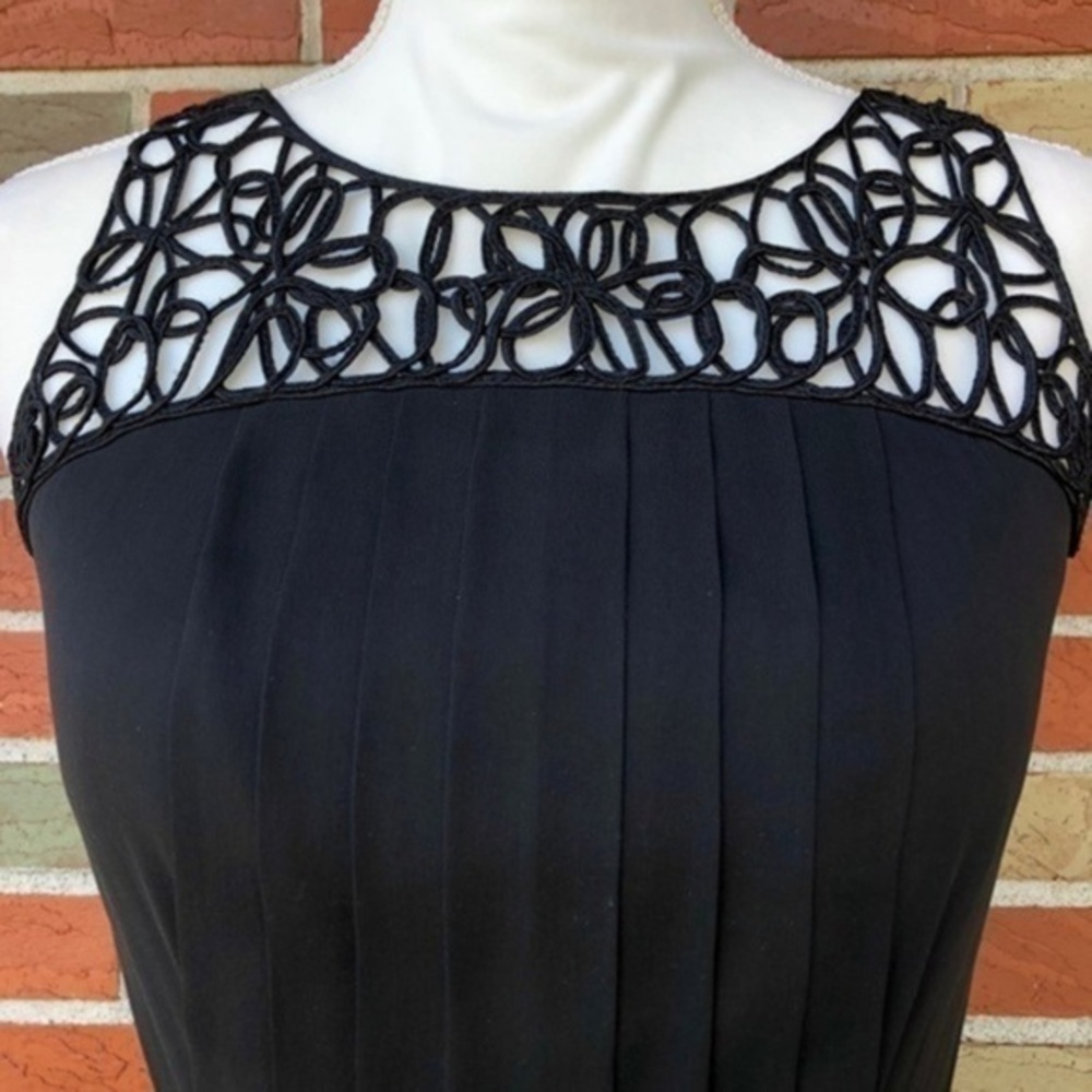 Carmen Marc Valvo Collection Black Silk Lattice Sleeveless Mini Dress 👗 - Picture 3 of 14